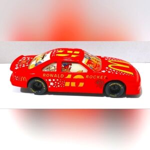 Vintage McDonalds Metal Car Coin Bank Racing Champions 1993 Ronald Rocket w/Key